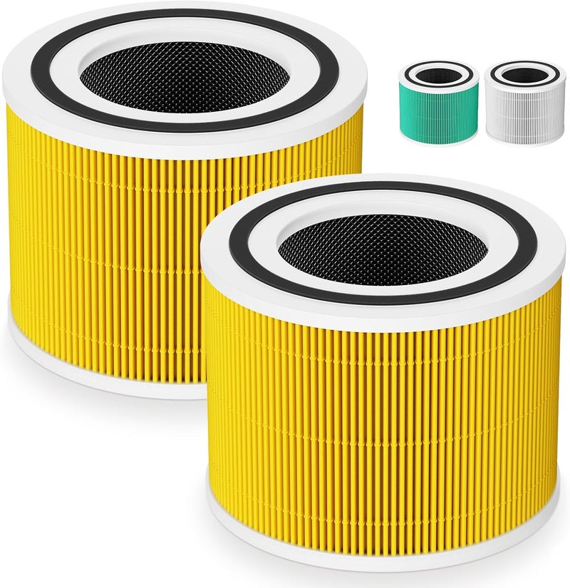 LUFFYLIVE Core 300 Pet Care Replacement Filter for LEVOIT Core 300/ Core 300S/ Core 300-P/Core 300S-P/Core P350 Air Purifi-ers, 3-IN-1 HEPA Filter, Compared to Part# Core 300-RF, Yellow (2 Pack) - Image 1